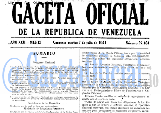 Gaceta Oficial 27484 del 7 Julio 1964