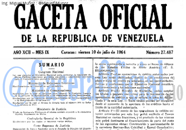 Gaceta Oficial 27487 del 10 Julio 1964