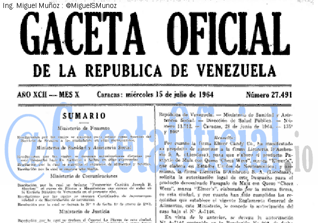Gaceta Oficial 27491 del 15 Julio 1964