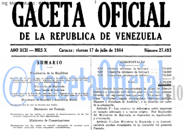 Gaceta Oficial 27493 del 17 Julio 1964
