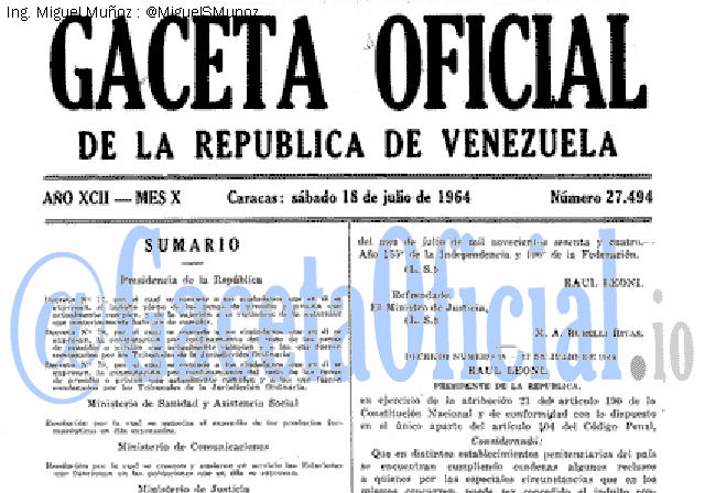 Gaceta Oficial 27494 del 18 Julio 1964