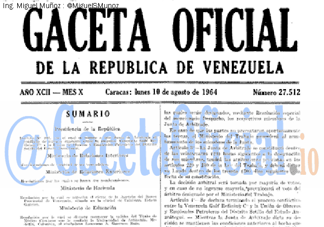 Gaceta Oficial 27512 del 10 Agosto 1964