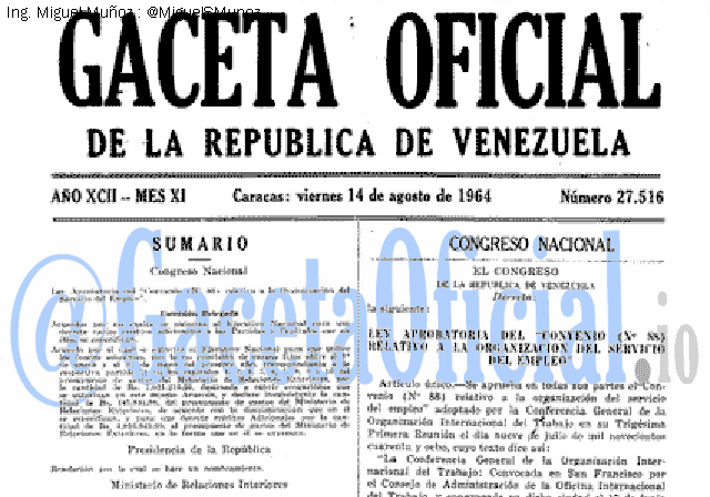 Gaceta Oficial 27516 del 14 Agosto 1964