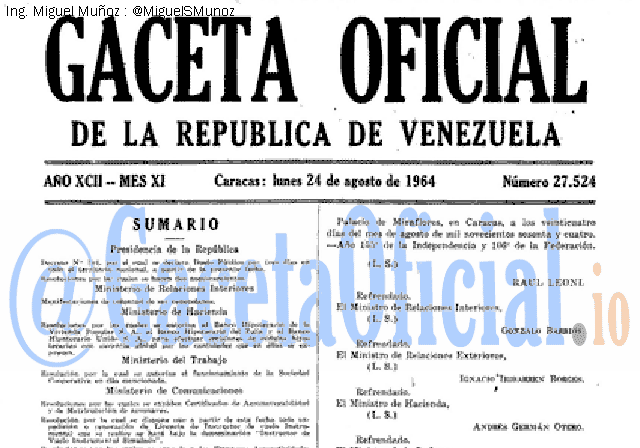 Gaceta Oficial 27524 del 24 Agosto 1964