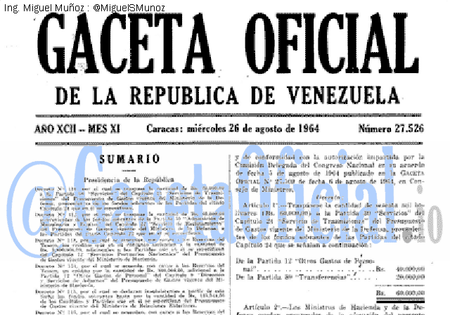 Gaceta Oficial 27526 del 26 Agosto 1964