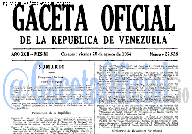 Gaceta Oficial 27528 del 28 Agosto 1964