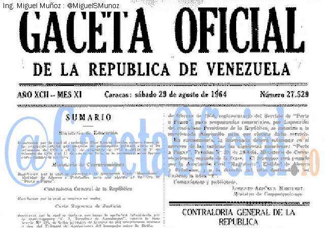 Gaceta Oficial 27529 del 29 Agosto 1964