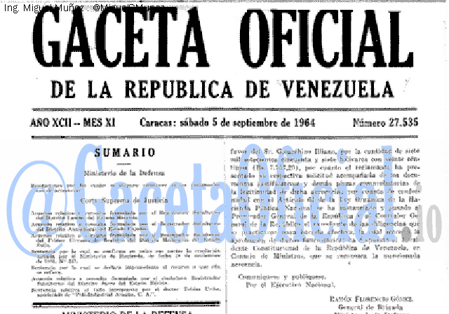 Gaceta Oficial 27535 del 5 Septiembre 1964
