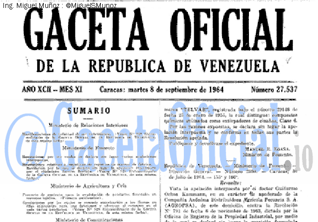 Gaceta Oficial 27537 del 8 Septiembre 1964
