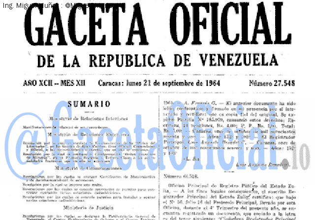 Gaceta Oficial 27548 del 21 Septiembre 1964