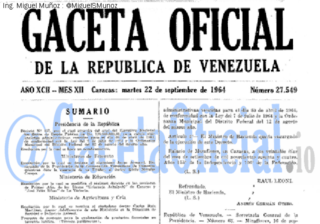 Gaceta Oficial 27549 del 22 Septiembre 1964