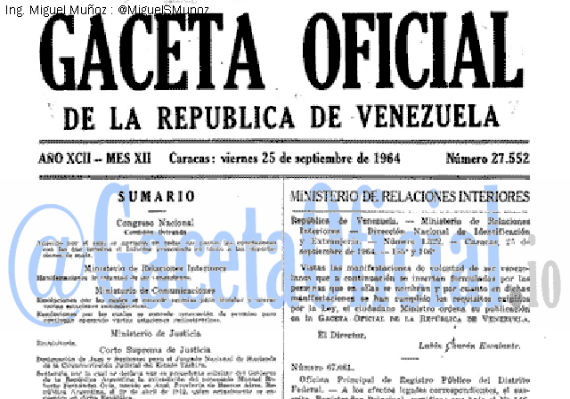 Gaceta Oficial 27552 del 25 Septiembre 1964