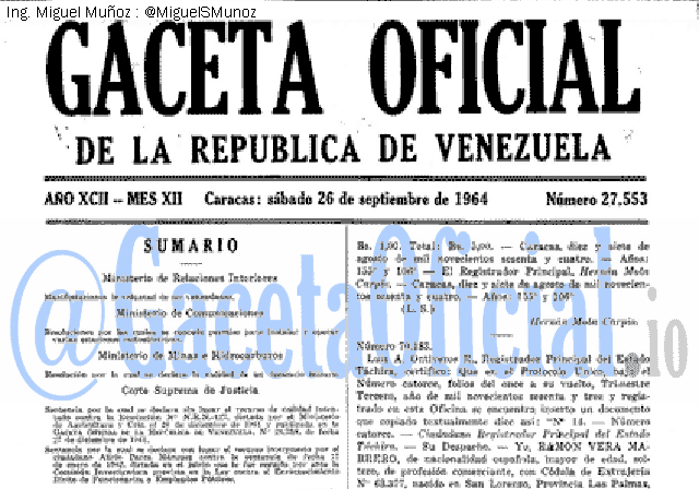 Gaceta Oficial 27553 del 26 Septiembre 1964