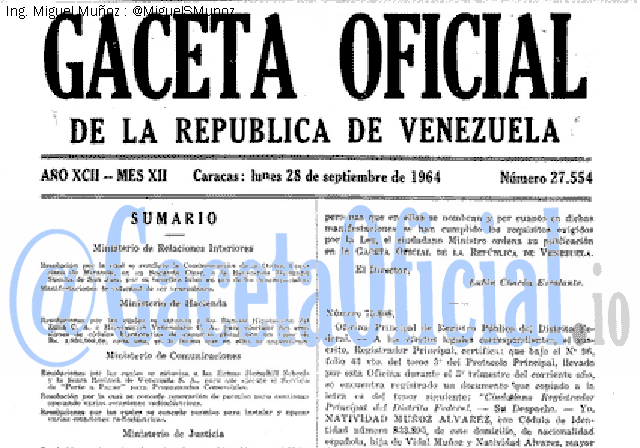 Gaceta Oficial 27554 del 28 Septiembre 1964