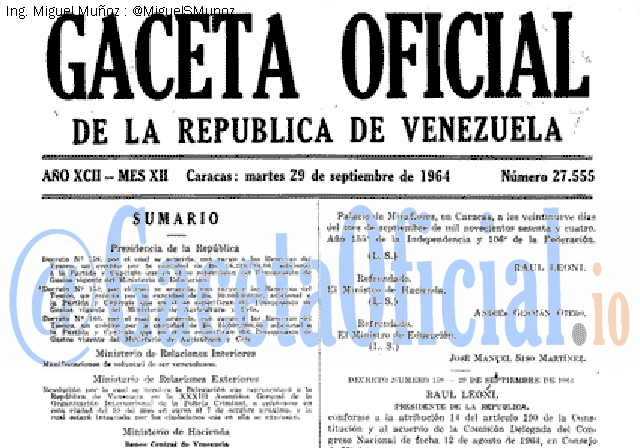 Gaceta Oficial 27555 del 29 Septiembre 1964