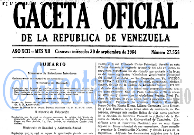 Gaceta Oficial 27556 del 30 Septiembre 1964