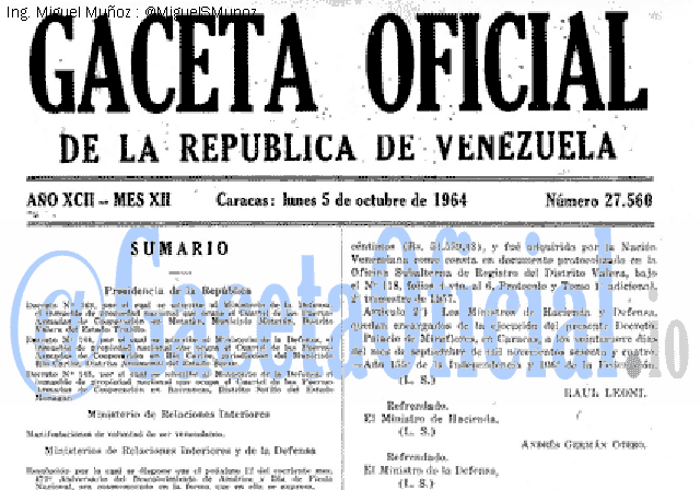Gaceta Oficial 27560 del 5 Octubre 1964