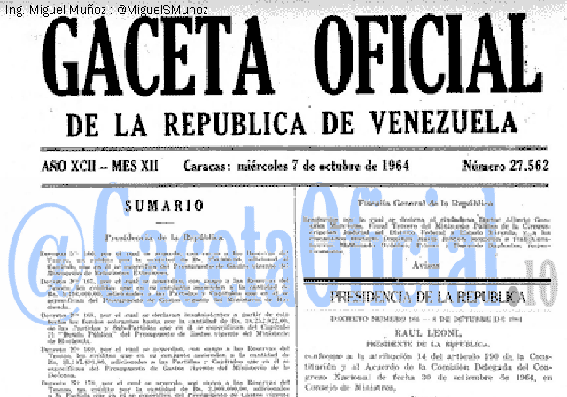 Gaceta Oficial 27562 del 7 Octubre 1964