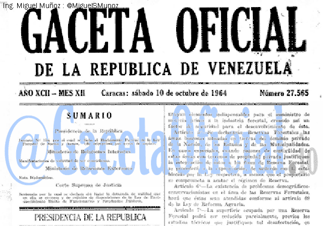 Gaceta Oficial 27565 del 10 Octubre 1964