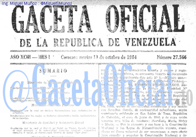 Gaceta Oficial 27566 del 13 Octubre 1964