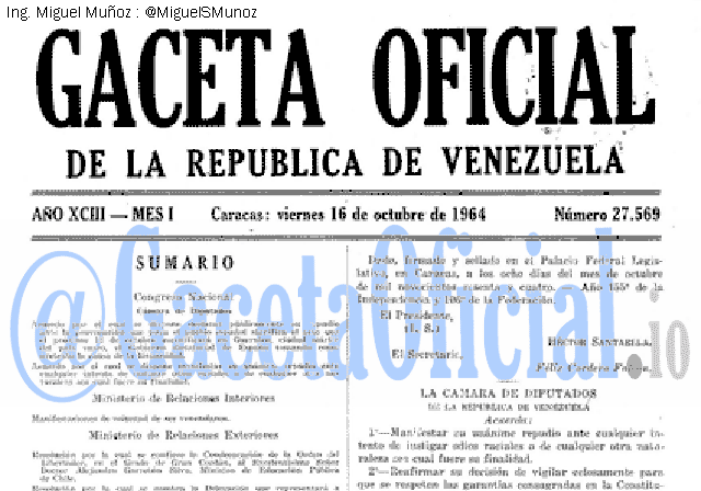 Gaceta Oficial 27569 del 16 Octubre 1964