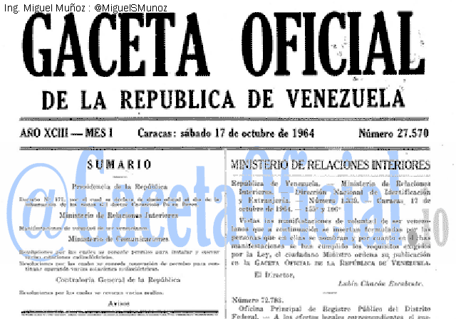 Gaceta Oficial 27570 del 17 Octubre 1964