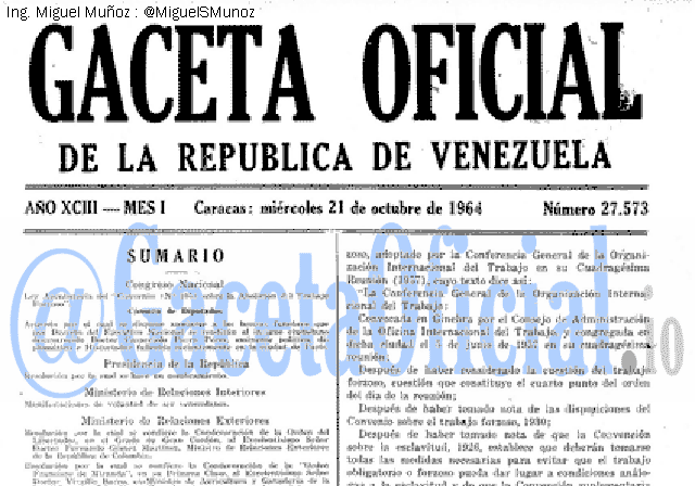 Gaceta Oficial 27573 del 21 Octubre 1964