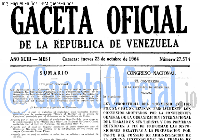 Gaceta Oficial 27574 del 22 Octubre 1964