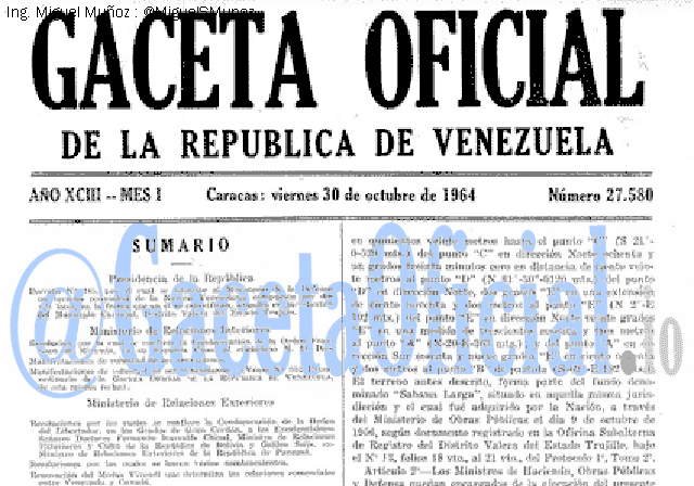 Gaceta Oficial 27580 del 30 Octubre 1964