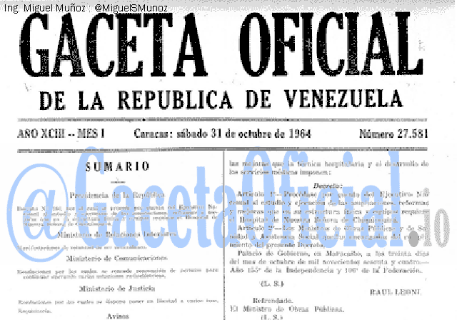 Gaceta Oficial 27581 del 31 Octubre 1964