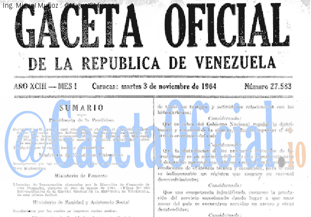 Gaceta Oficial 27583 del 3 Noviembre 1964