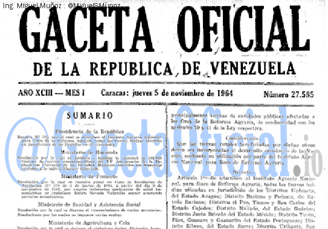 Gaceta Oficial 27585 del 5 Noviembre 1964