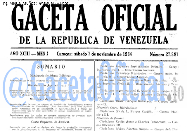Gaceta Oficial 27587 del 7 Noviembre 1964
