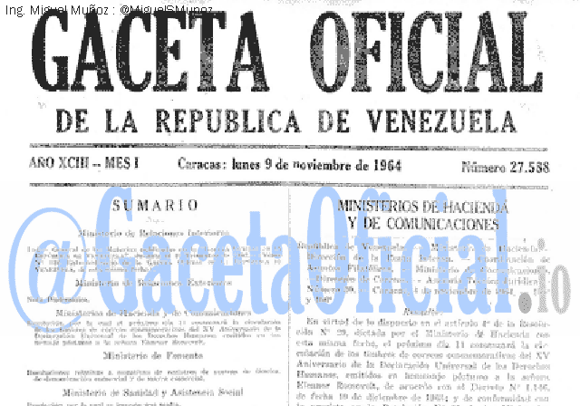 Gaceta Oficial 27588 del 9 Noviembre 1964