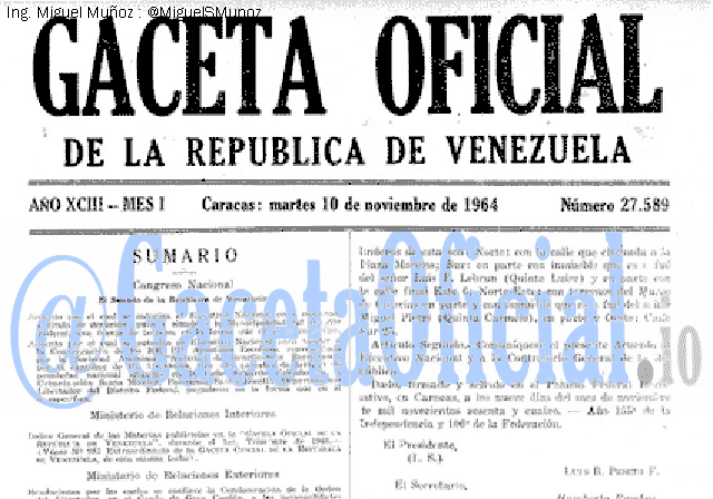 Gaceta Oficial 27589 del 10 Noviembre 1964