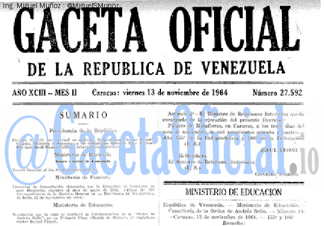 Gaceta Oficial 27592 del 13 Noviembre 1964