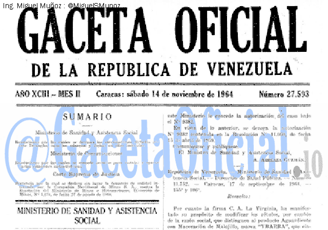 Gaceta Oficial 27593 del 14 Noviembre 1964