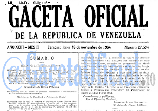 Gaceta Oficial 27594 del 16 Noviembre 1964