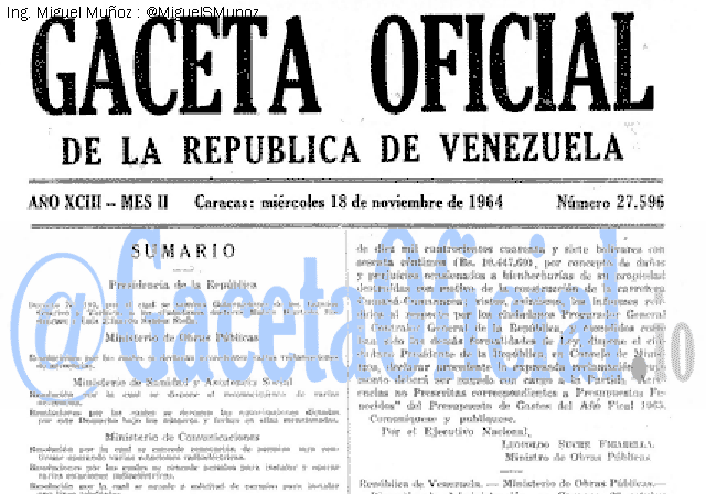 Gaceta Oficial 27596 del 18 Noviembre 1964