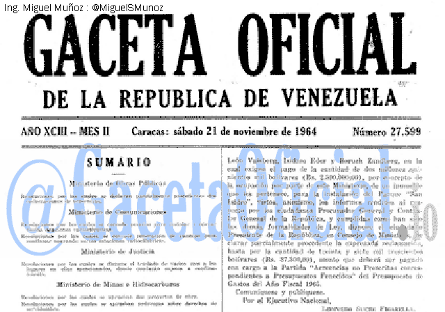 Gaceta Oficial 27599 del 21 Noviembre 1964