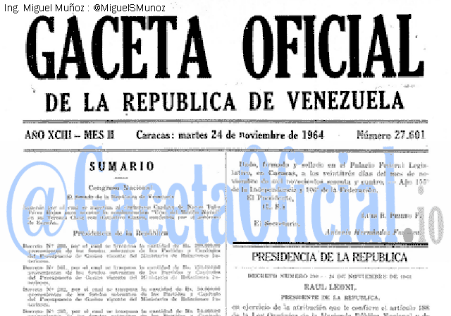 Gaceta Oficial 27601 del 24 Noviembre 1964