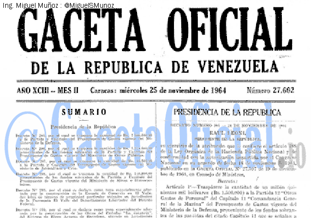 Gaceta Oficial 27602 del 25 Noviembre 1964
