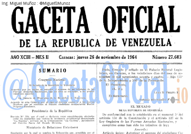 Gaceta Oficial 27603 del 26 Noviembre 1964