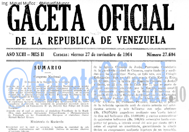 Gaceta Oficial 27604 del 27 Noviembre 1964
