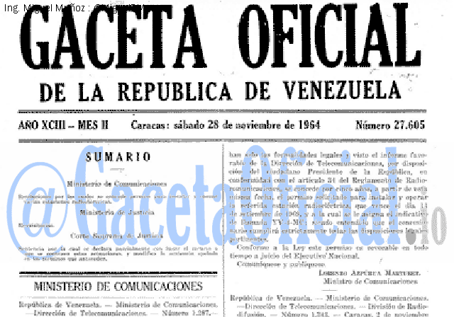 Gaceta Oficial 27605 del 28 Noviembre 1964