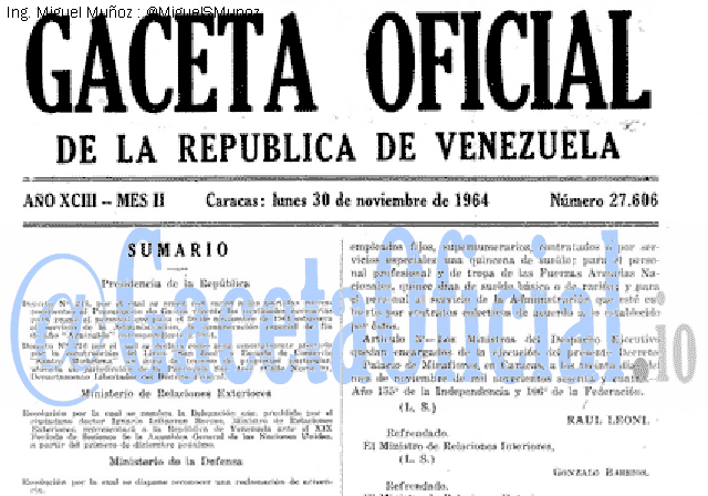 Gaceta Oficial 27606 del 30 Noviembre 1964