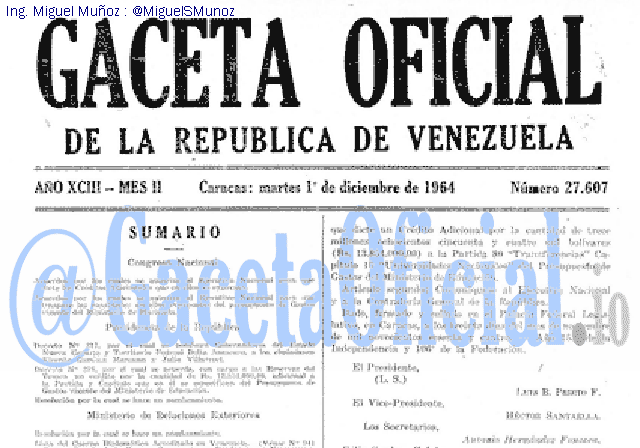 Gaceta Oficial 27607 del 1 Diciembre 1964