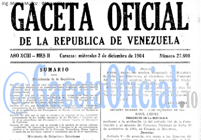 Gaceta Oficial 27608 del 2 Diciembre 1964