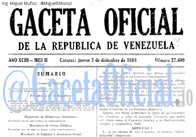 Gaceta Oficial 27609 del 3 Diciembre 1964