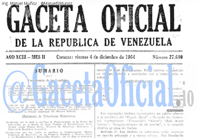 Gaceta Oficial 27610 del 4 Diciembre 1964